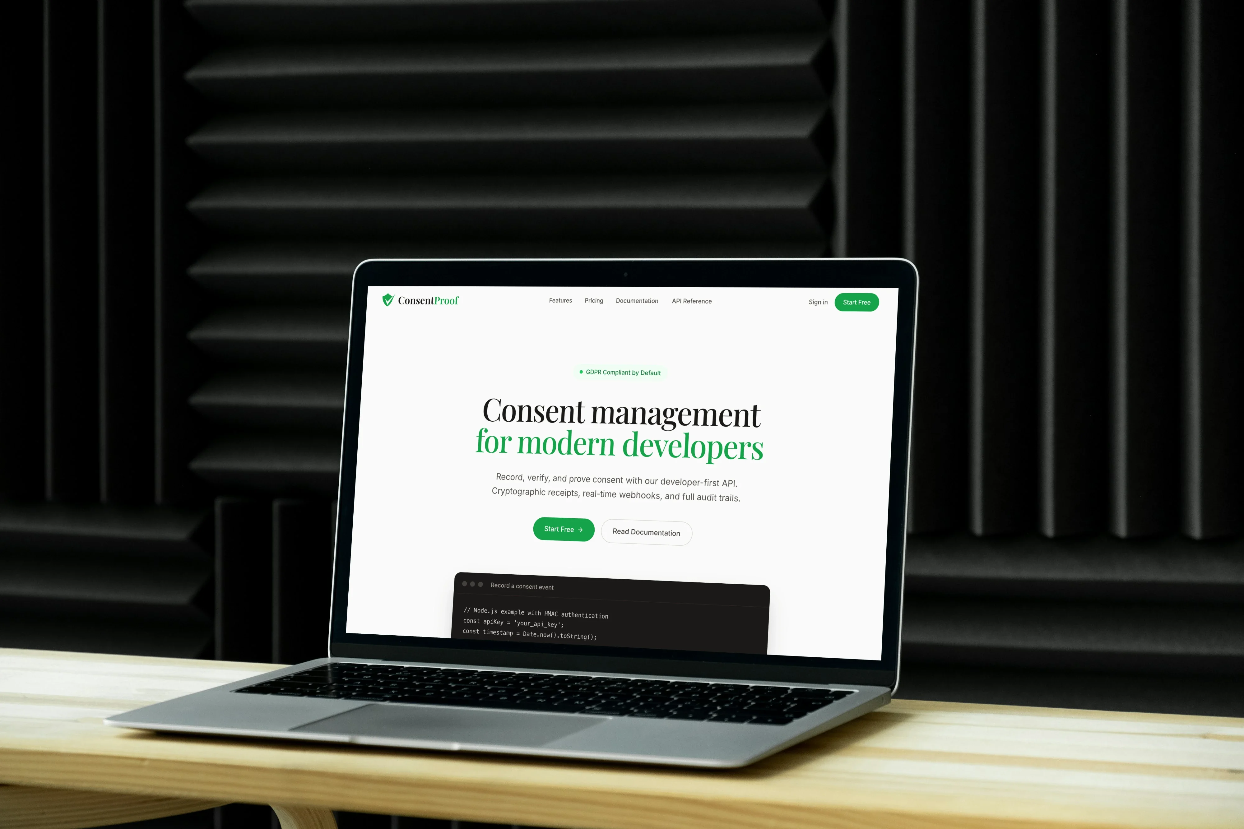 Consentproof platform mockup
