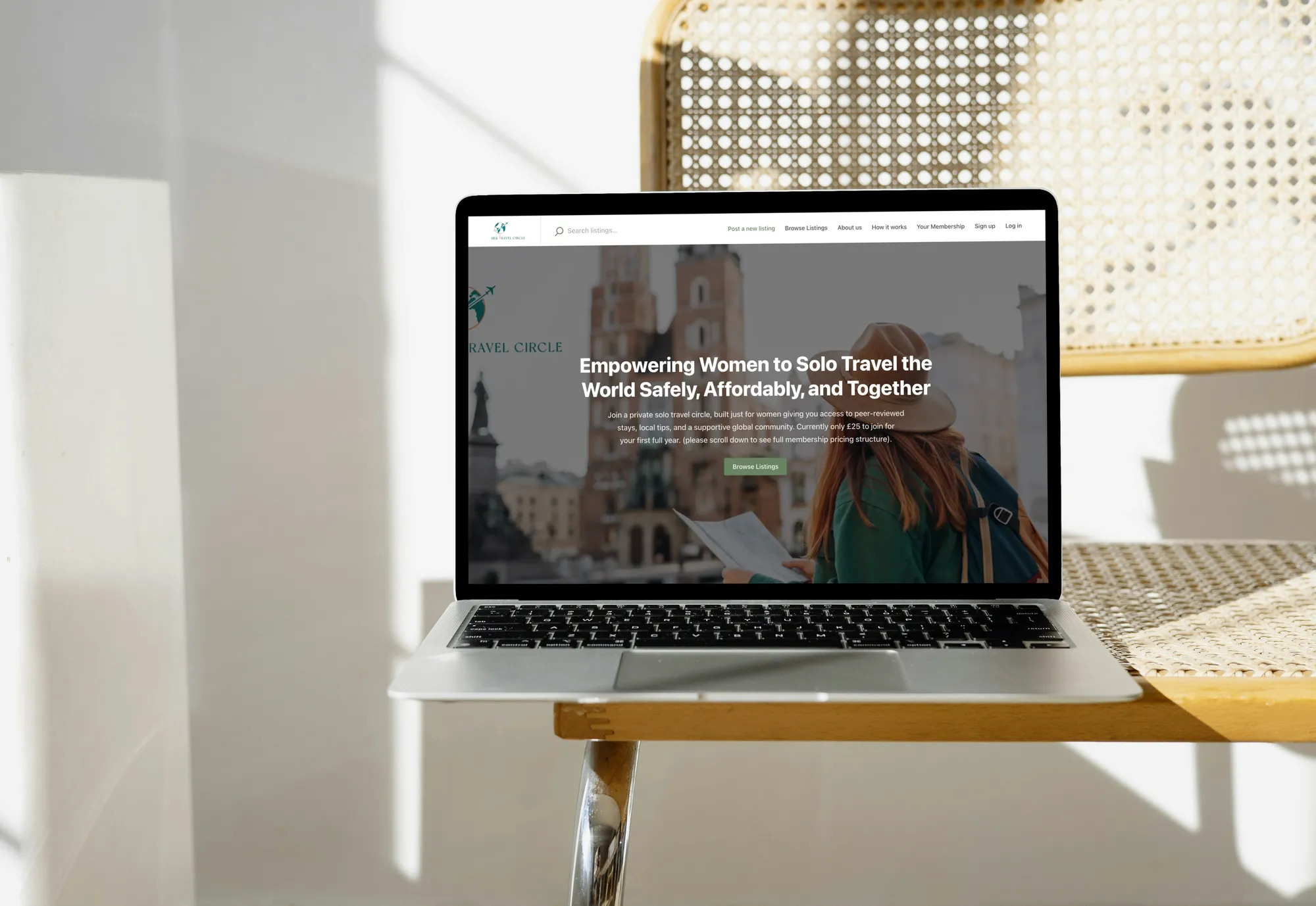 Her Travel Circle platform mockup