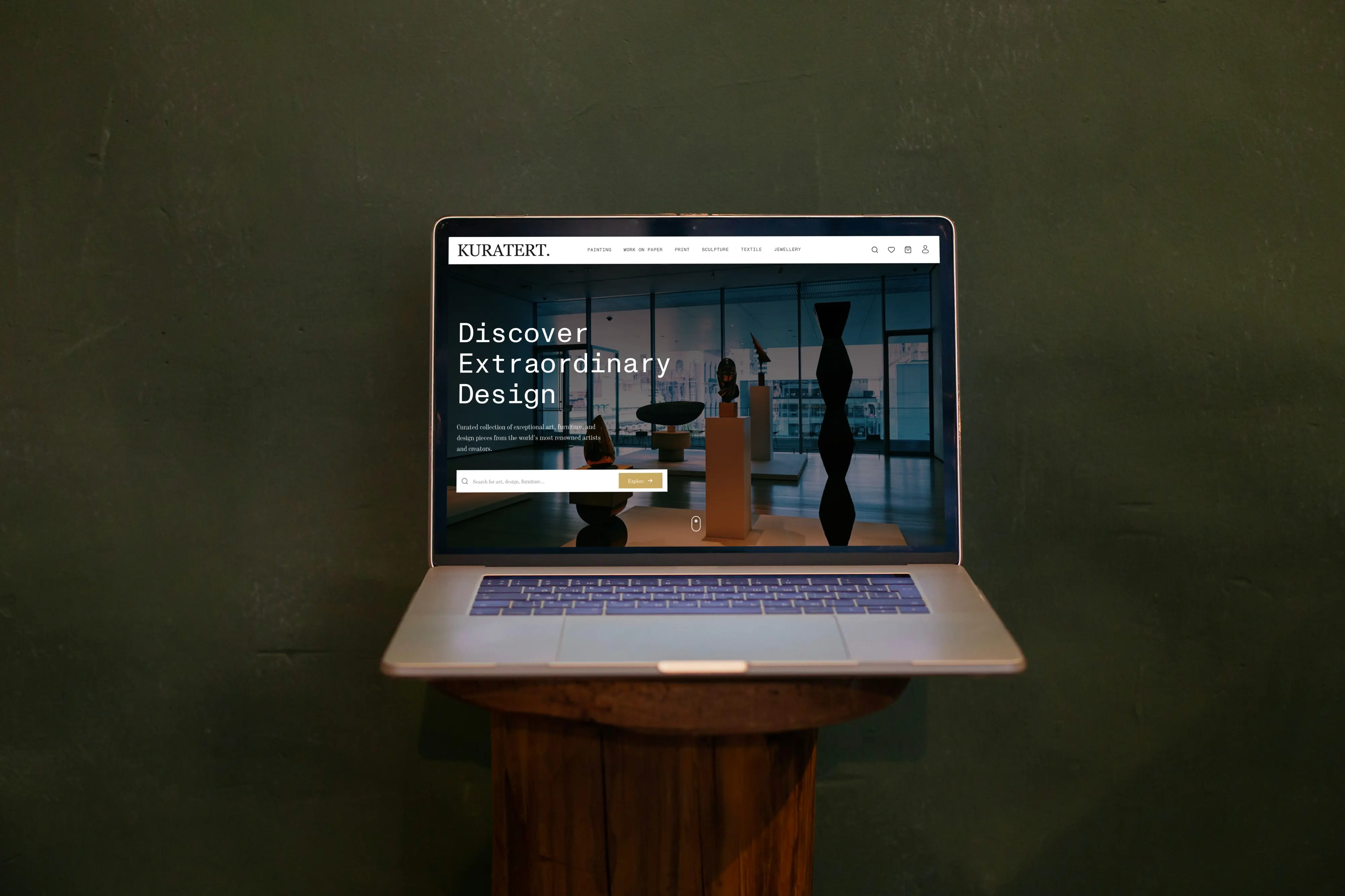 Kuratert art and design marketplace mockup